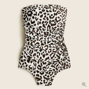J.Crew Ruched bandeau one-piece swimsuit in leopard